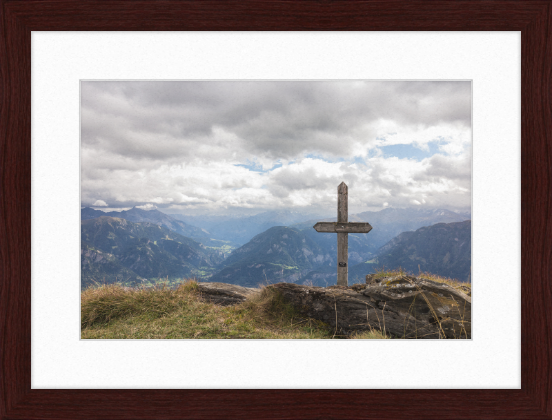 Wooden Cross on the Ridge Between Tguma and Präzer Höhi - Great Pictures Framed