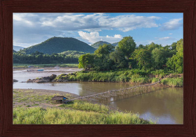 Luang Prabang with a Temporary Wooden Footbridge - Great Pictures Framed