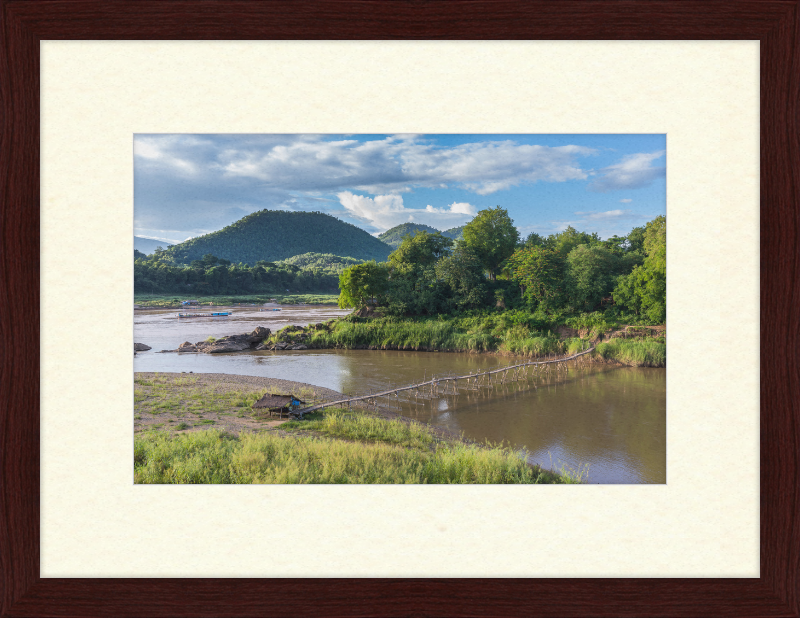 Luang Prabang with a Temporary Wooden Footbridge - Great Pictures Framed