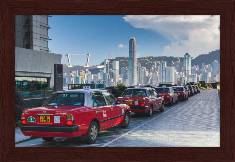 Red Taxis on the Kowloon Waterfront - Great Pictures Framed