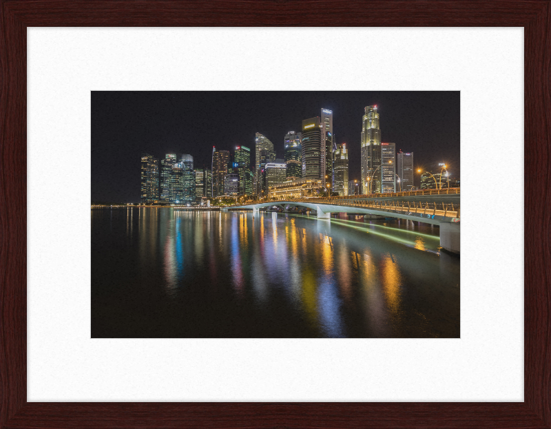 Skyline of Singapore with Esplanade Bridge - Great Pictures Framed