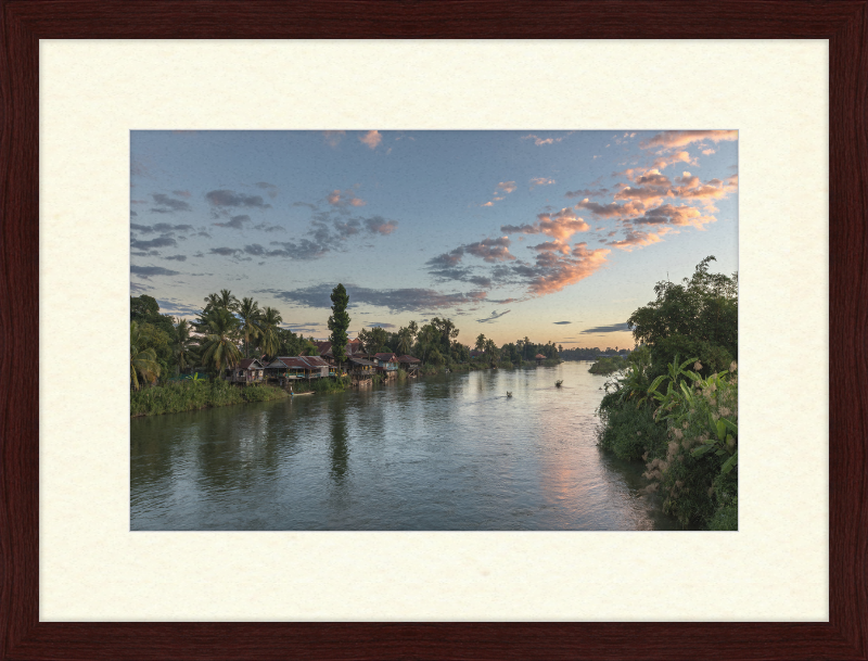 Dwellings and Pirogues on the Mekong, Laos - Great Pictures Framed