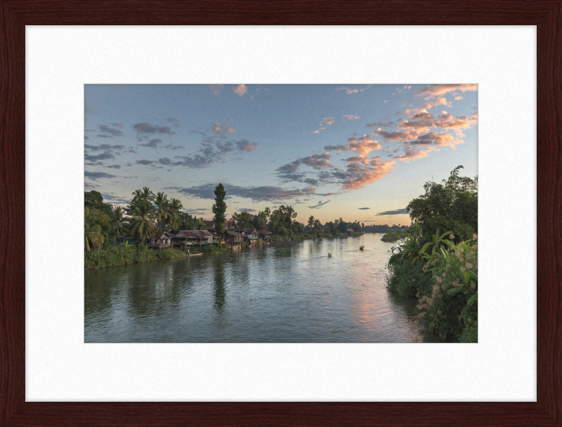 Dwellings and Pirogues on the Mekong, Laos - Great Pictures Framed