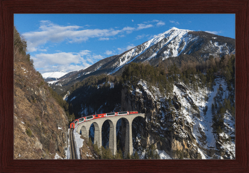 An Electric Train  on Landwasser Viaduct - Great Pictures Framed